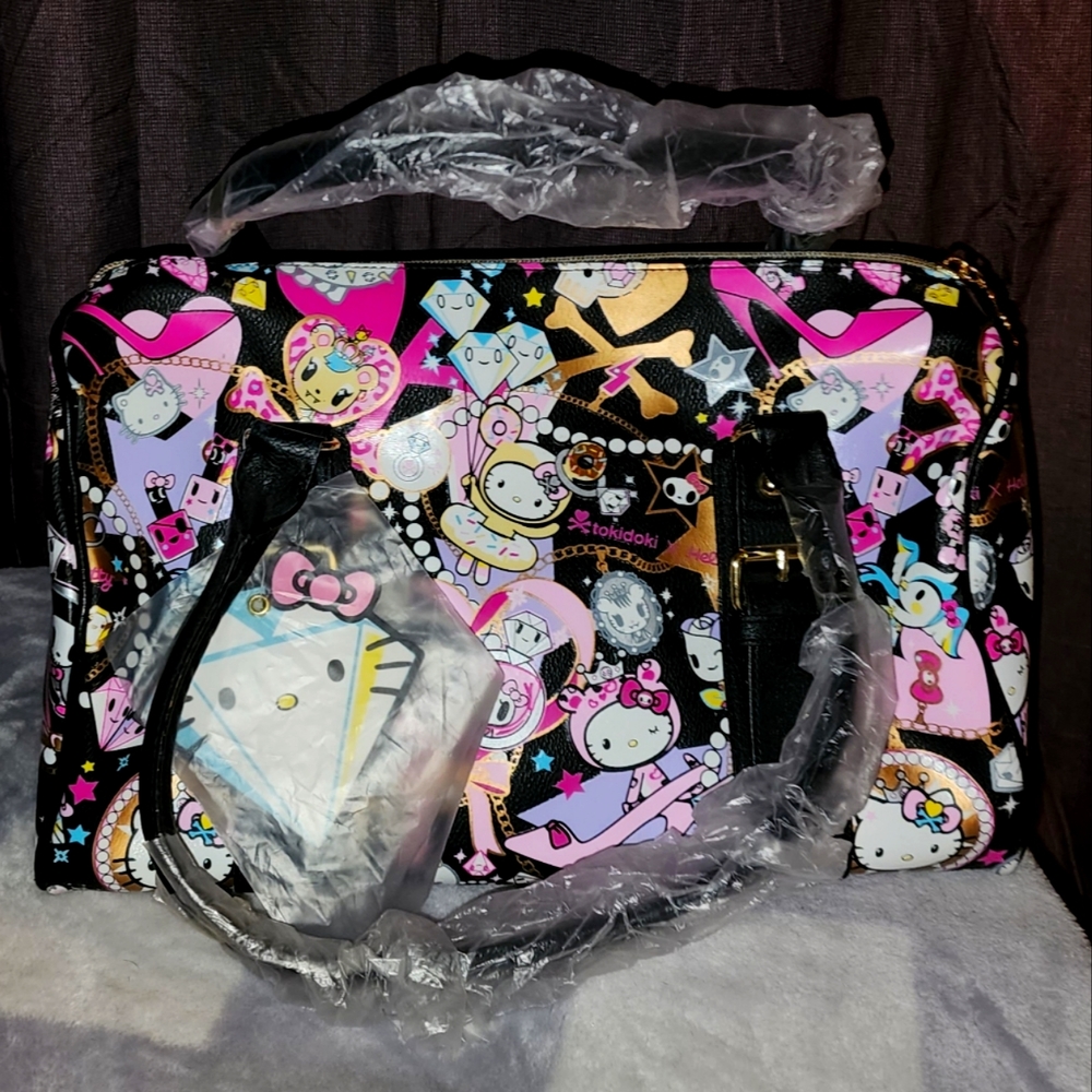 NWT Tokidoki X Hello Kitty BLACK DIAMONDS Large Handbag w/Charms RARE